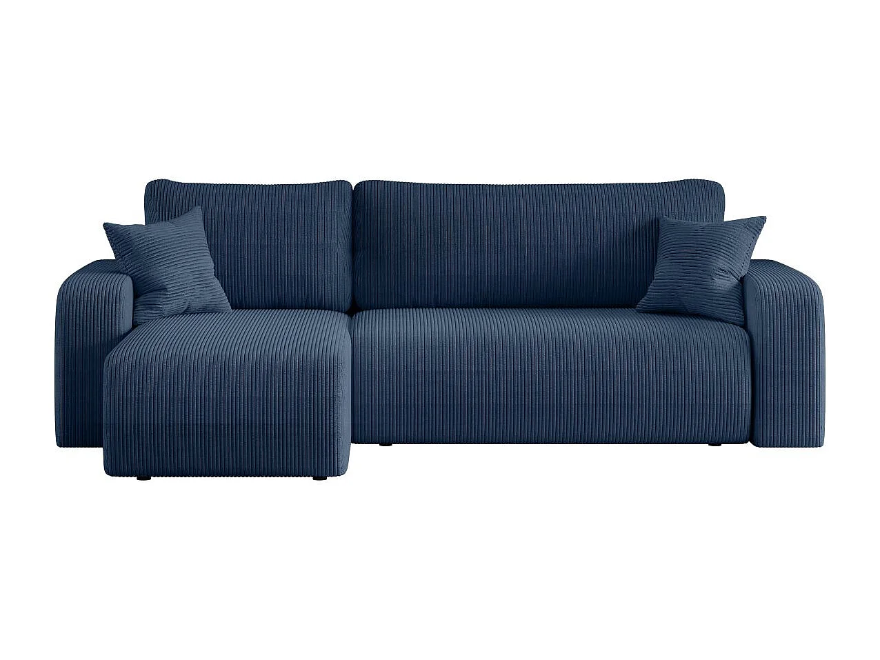 Canapé d'angle ALYA convertible et réversible 4 places en velours cotelé - Bleu foncé