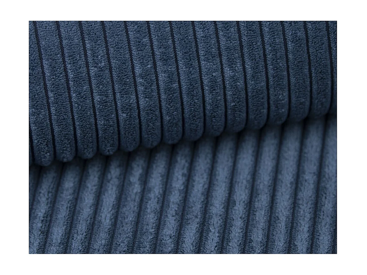 Canapé d'angle ALYA convertible et réversible 4 places en velours cotelé - Bleu foncé