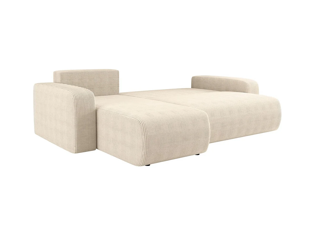 Canapé d'angle ALYA convertible et réversible 4 places en velours cotelé - Beige
