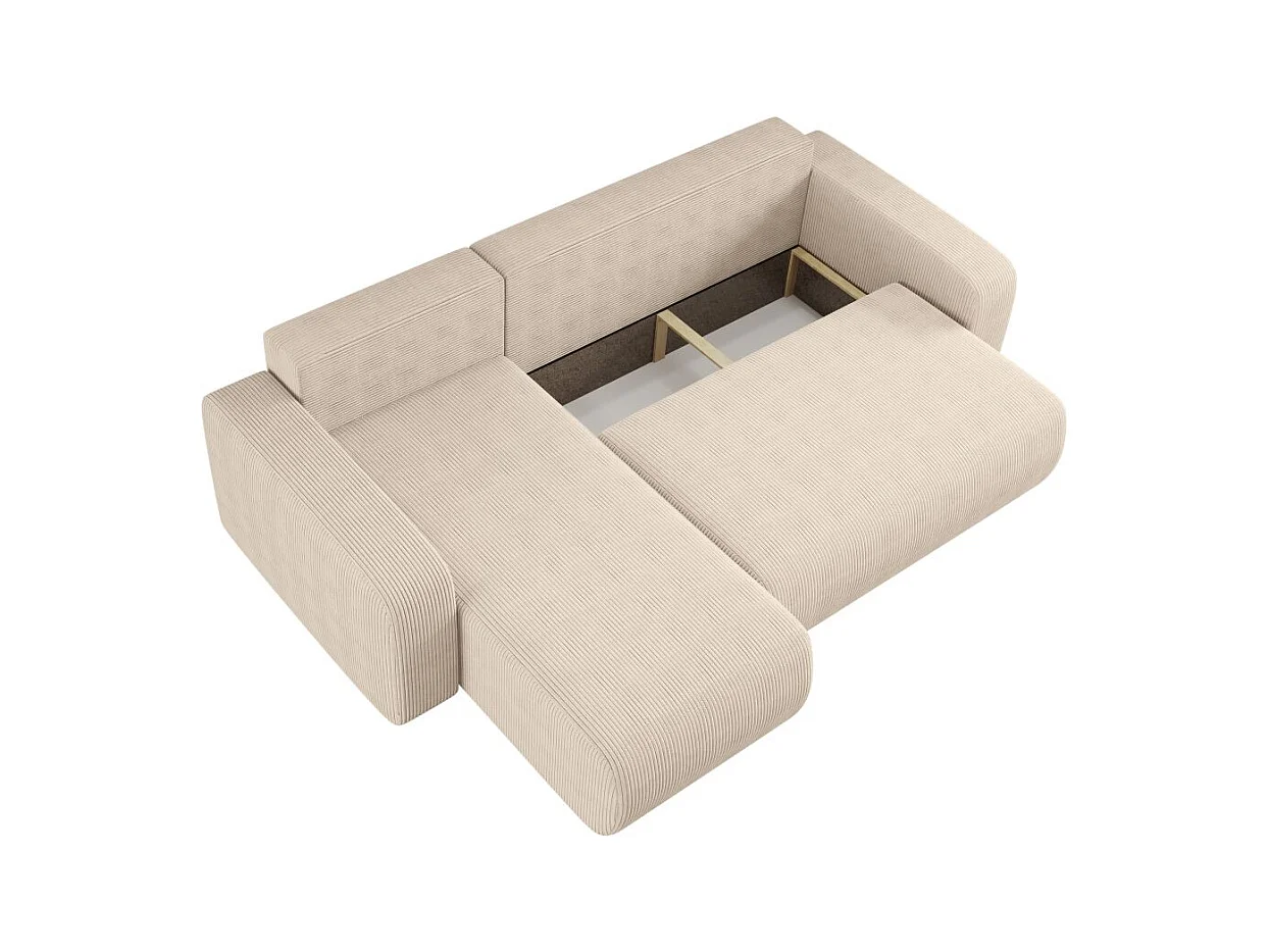 Canapé d'angle ALYA convertible et réversible 4 places en velours cotelé - Beige