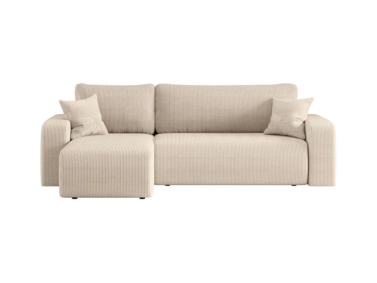 Canapé d'angle ALYA convertible et réversible 4 places en velours cotelé - Beige