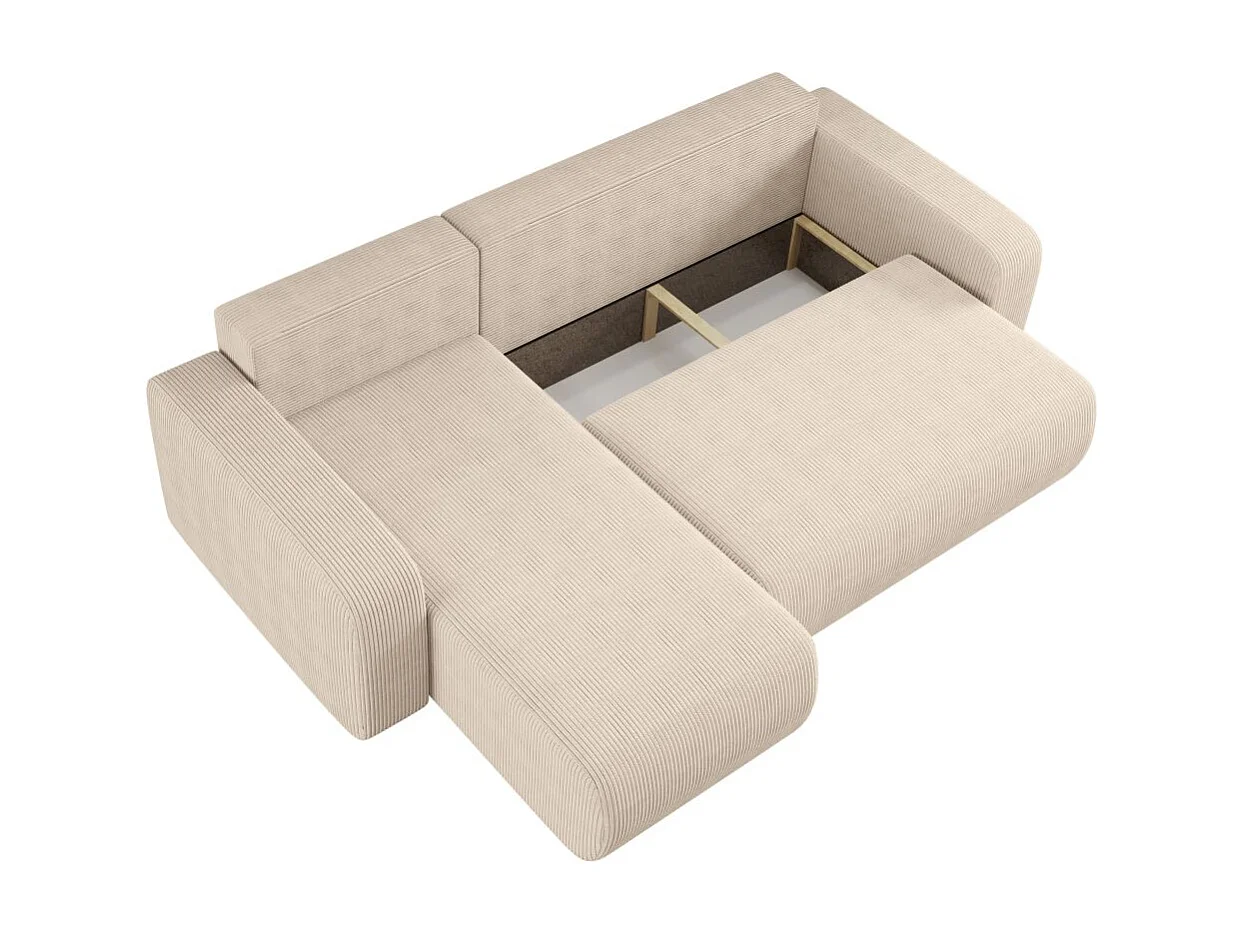 Canapé d'angle ALYA convertible et réversible 4 places en velours cotelé - Beige