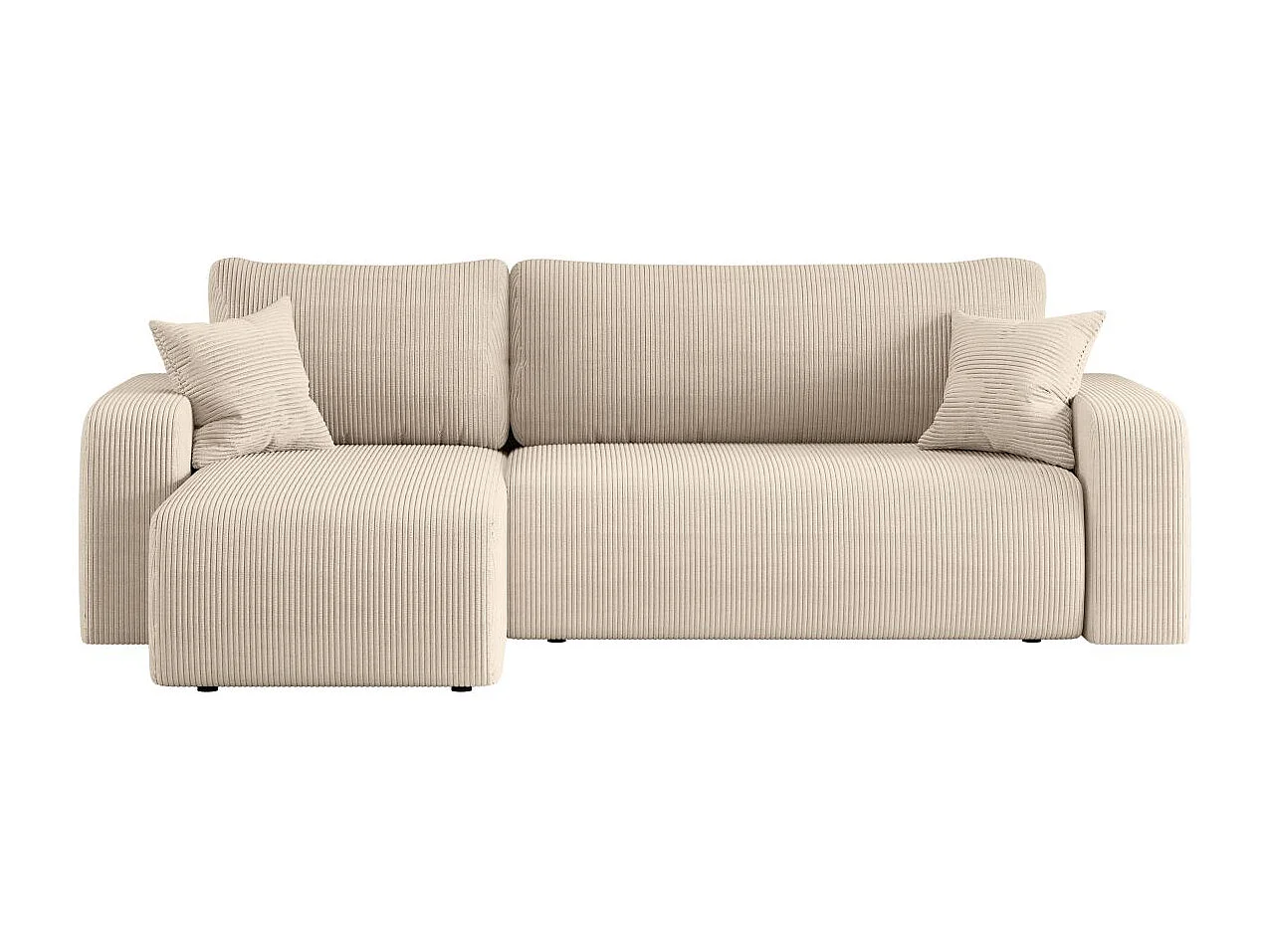 Canapé d'angle ALYA convertible et réversible 4 places en velours cotelé - Beige