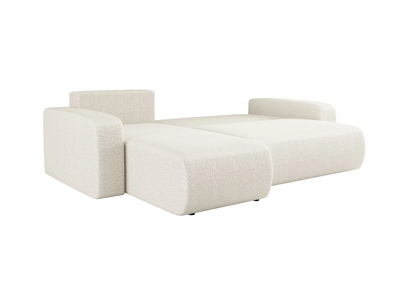 Canapé d'angle ALYA convertible et réversible 4 places en tissu bouclette - Blanc