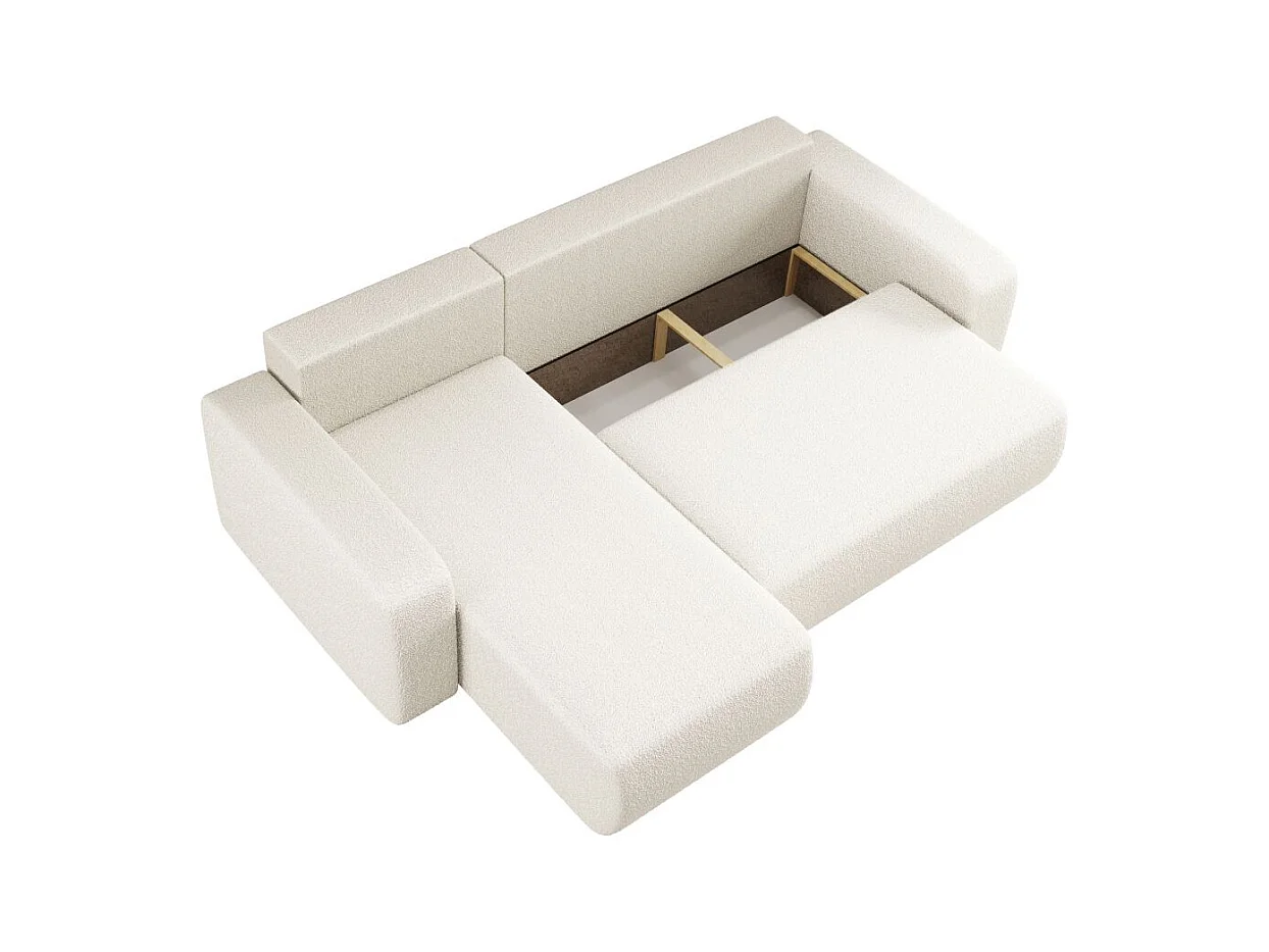 Canapé d'angle ALYA convertible et réversible 4 places en tissu bouclette - Blanc