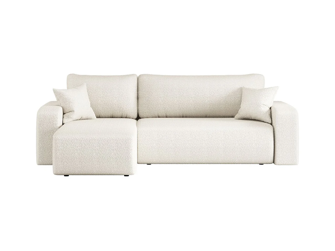 Canapé d'angle ALYA convertible et réversible 4 places en tissu bouclette - Blanc