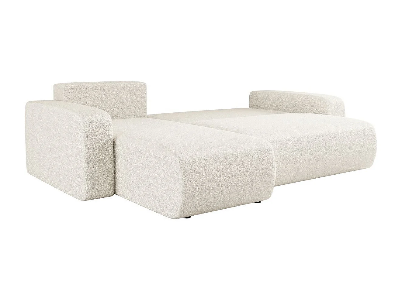 Canapé d'angle ALYA convertible et réversible 4 places en tissu bouclette - Blanc
