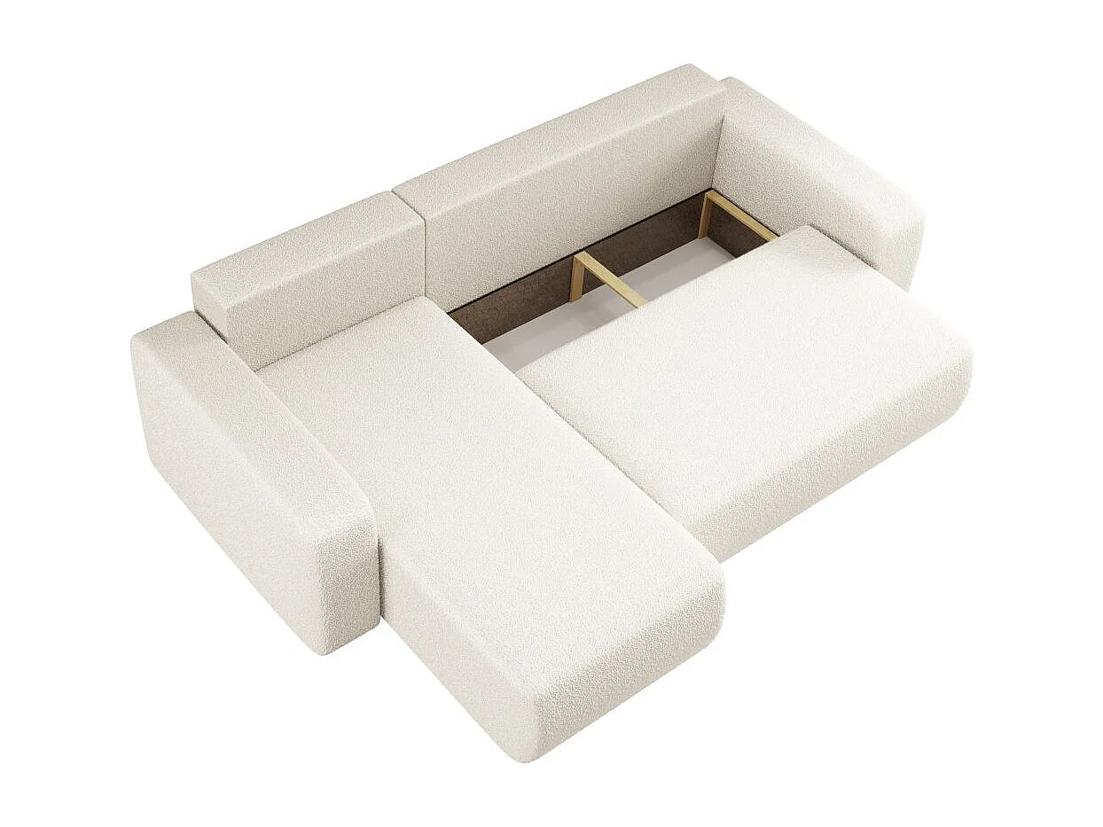 Canapé d'angle ALYA convertible et réversible 4 places en tissu bouclette - Blanc