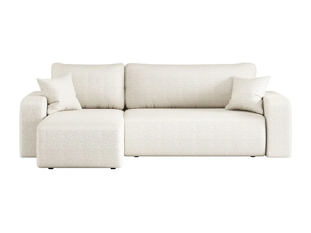 Canapé d'angle ALYA convertible et réversible 4 places en tissu bouclette - Blanc