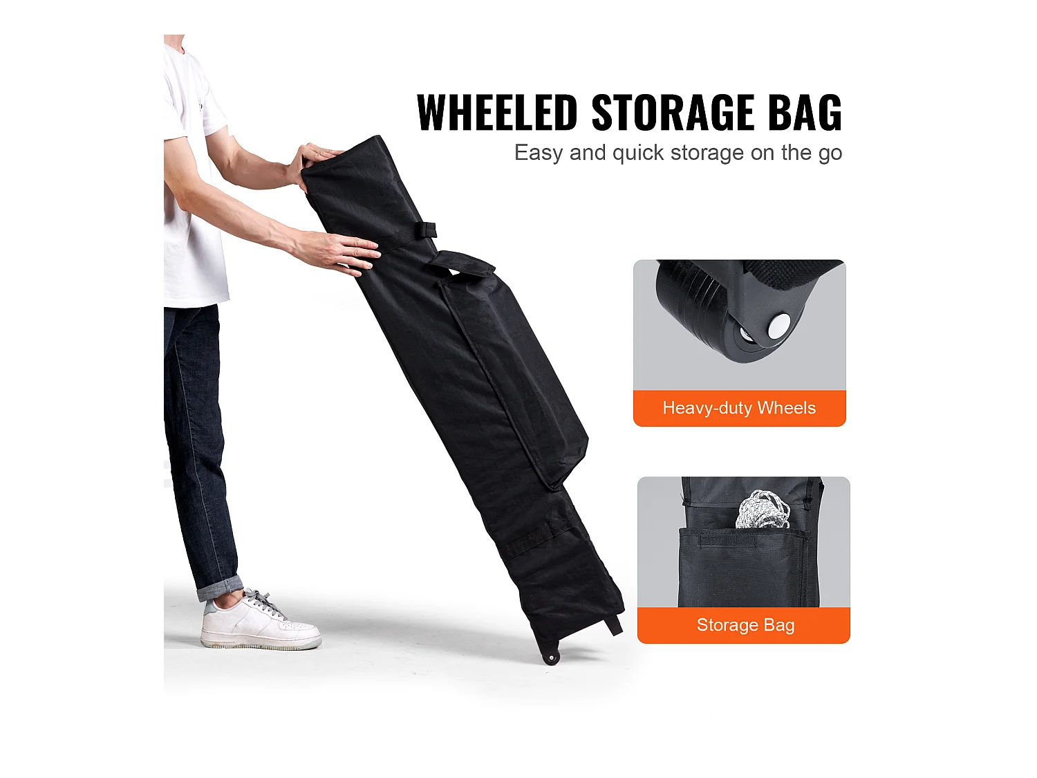 Tonnelle Pop-Up SucceBuy 304,8x304,8 Cm Tonnelle Auvent Jardin Bâche Enduit Argenté PU 250D Sac à Roulettes Portable 4 Sacs