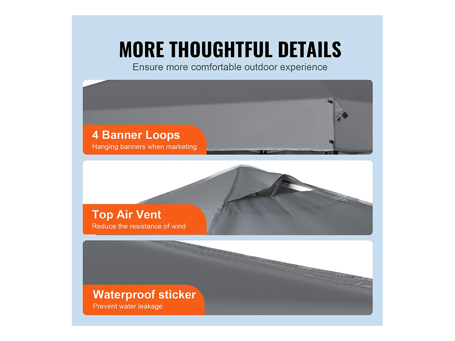 Tonnelle Pop-Up SucceBuy 304,8x304,8 Cm Tonnelle Auvent Jardin Bâche Enduit Argenté PU 250D Sac à Roulettes Portable 4 Sacs