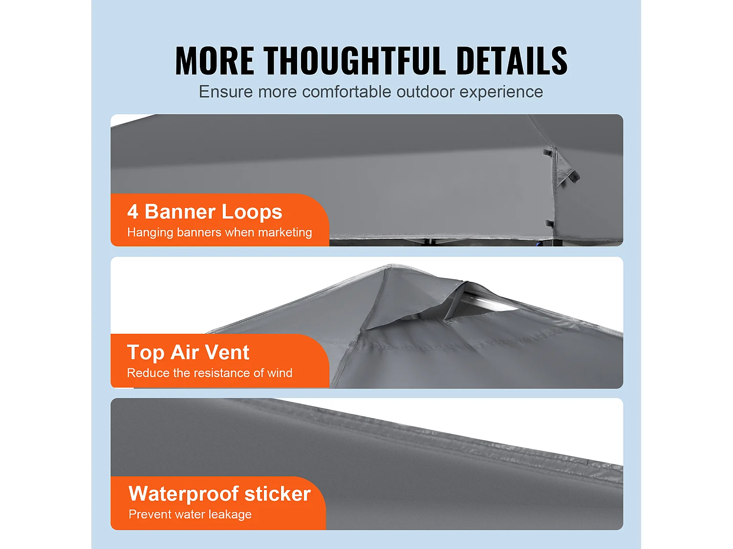 Tonnelle Pop-Up SucceBuy 304,8x304,8 Cm Tonnelle Auvent Jardin Bâche Enduit Argenté PU 250D Sac à Roulettes Portable 4 Sacs