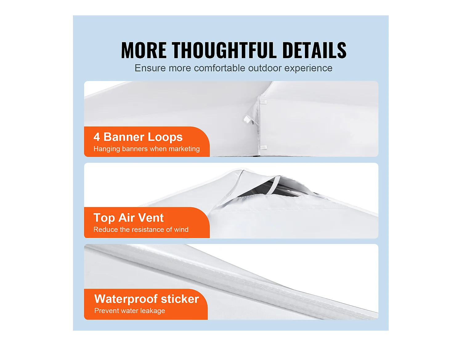 Tonnelle Pop-Up SucceBuy 304,8x304,8 Cm Tonnelle Auvent Jardin Bâche Enduit Argenté PU 250D Sac à Roulettes Portable 4 Sacs