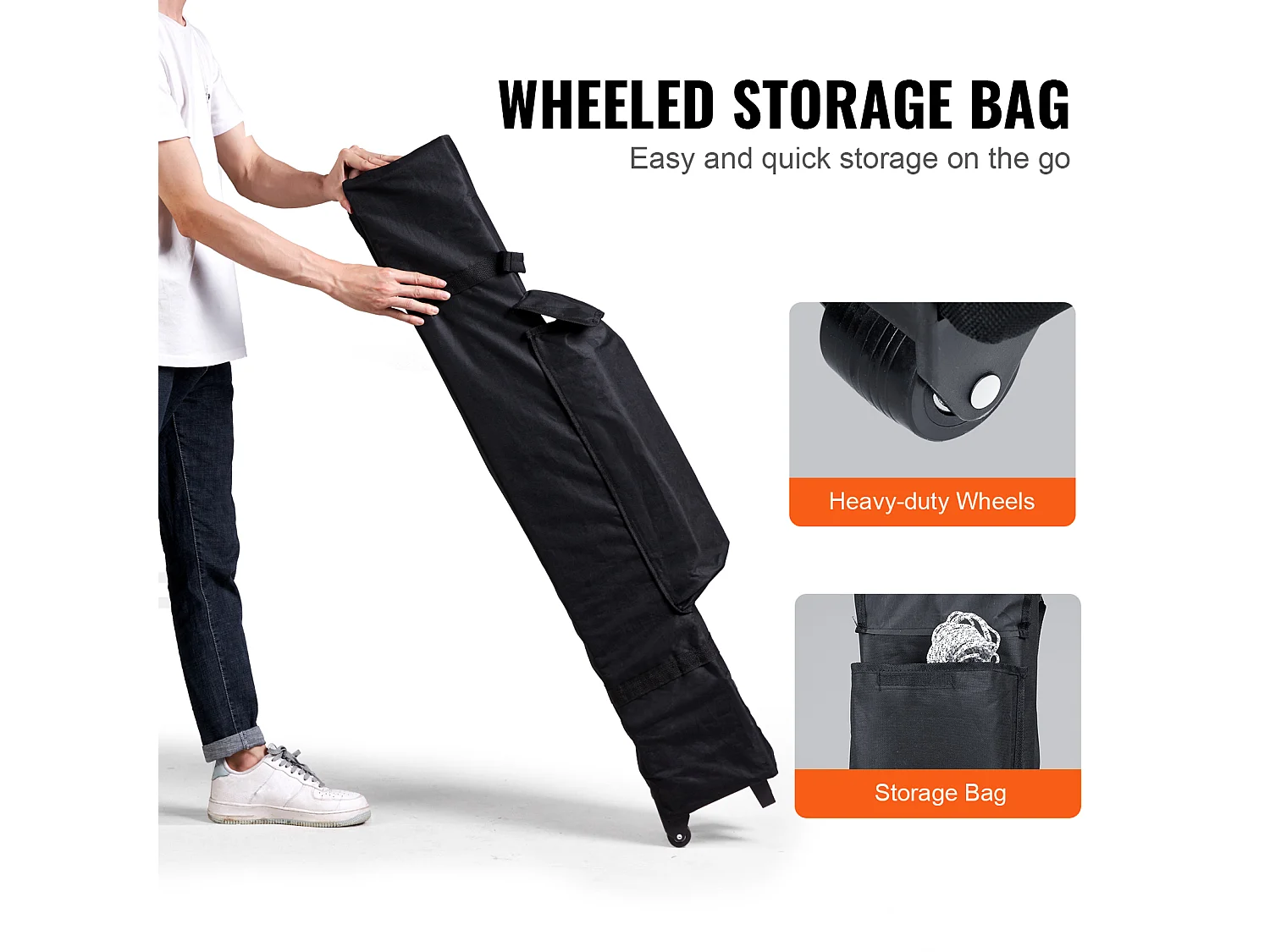 Tonnelle Pop-Up SucceBuy 304,8x304,8 Cm Tonnelle Auvent Jardin Bâche Enduit Argenté PU 250D Sac à Roulettes Portable 4 Sacs