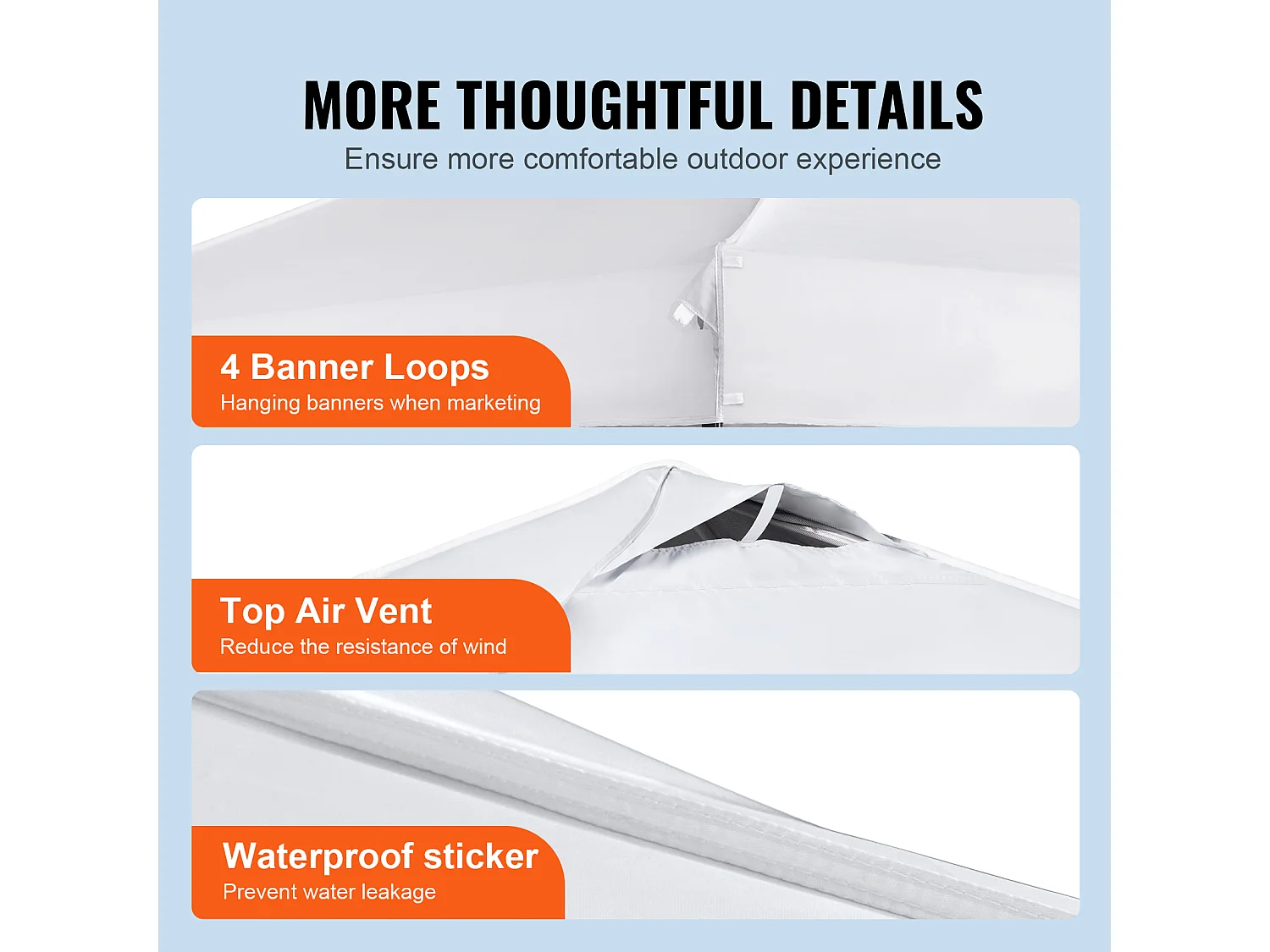 Tonnelle Pop-Up SucceBuy 304,8x304,8 Cm Tonnelle Auvent Jardin Bâche Enduit Argenté PU 250D Sac à Roulettes Portable 4 Sacs