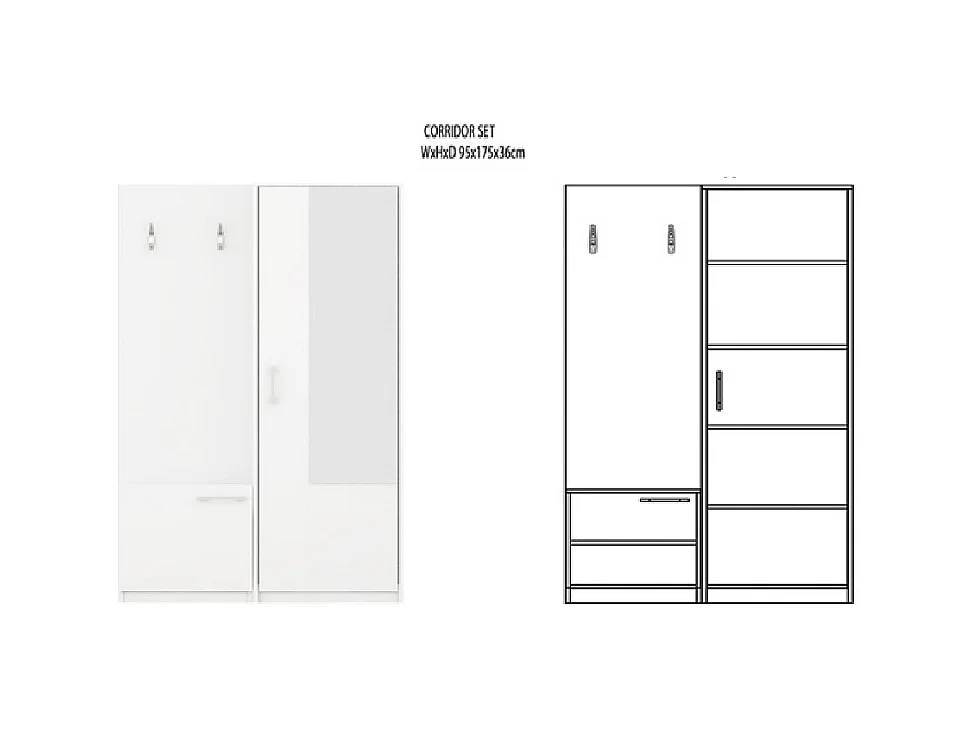Mobile ingresso appendiabiti e scarpiera moderno bianco lucido IG5