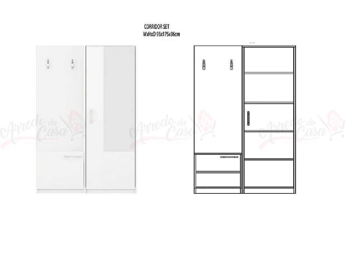 Mobile ingresso appendiabiti e scarpiera moderno bianco lucido IG5