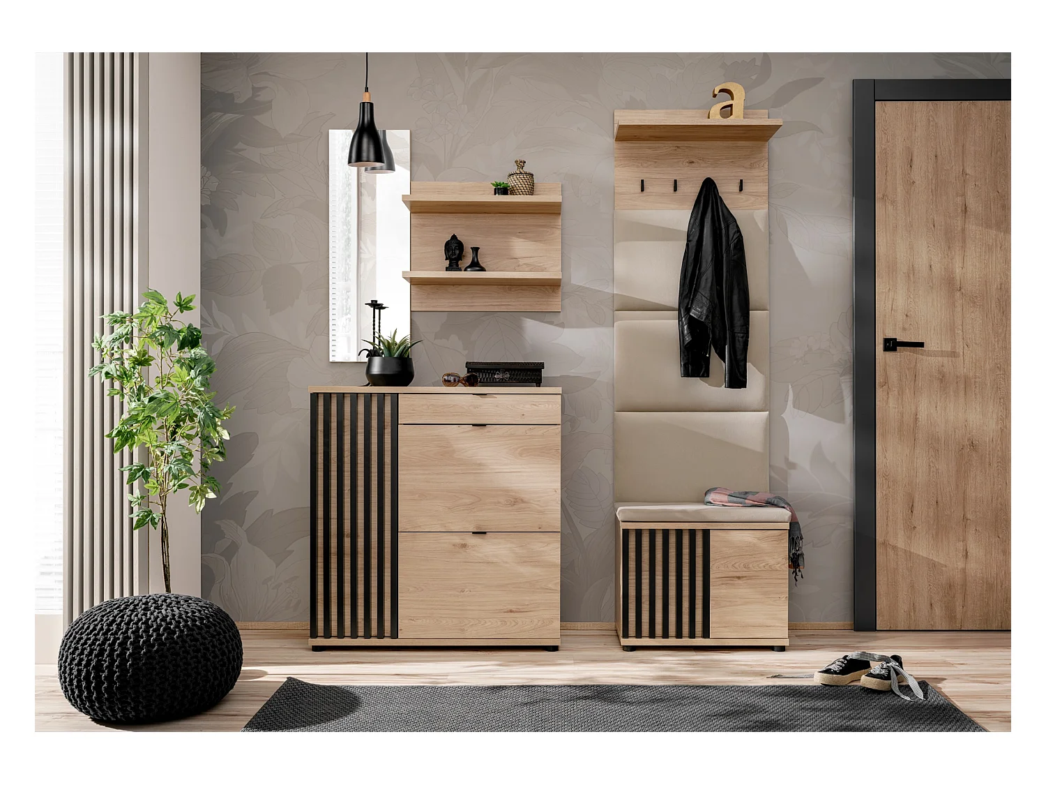 Mobile ingresso moderno rovere e nero 160x202 IP29