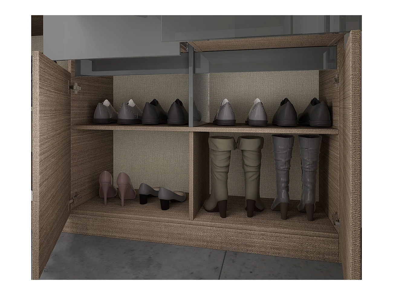 Mobile ingresso 150x218 cm marrone moka e grigio lucido con 4 specchi II25