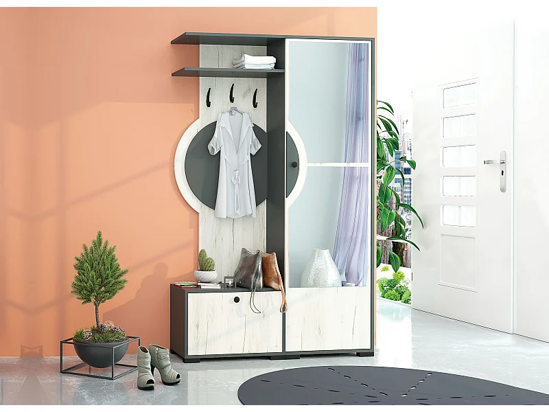 Mobile d'ingresso appendiabiti antracite/bianco legno IG1