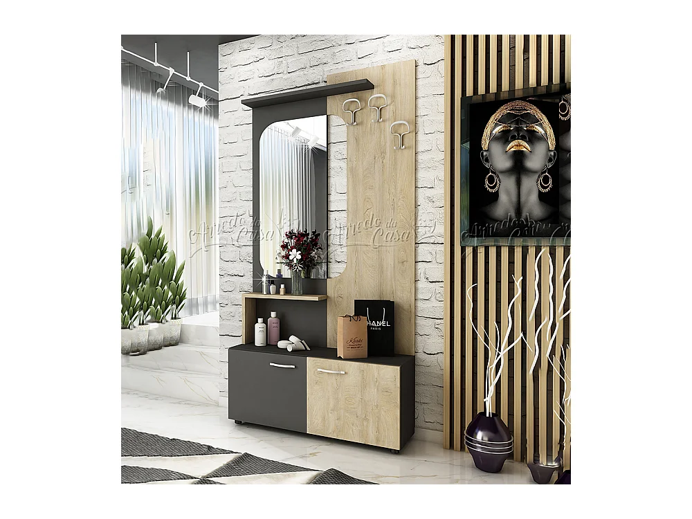 Mobile per ingresso 90x193 grafite e rovere IU21