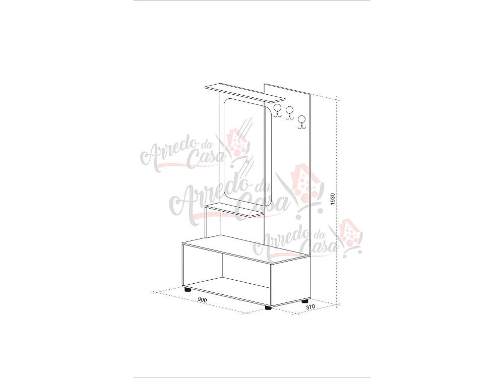 Mobile per ingresso 90x193 grafite e rovere IU21