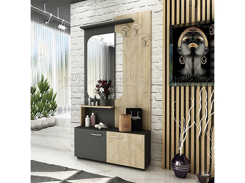 Mobile per ingresso 90x193 grafite e rovere IU21