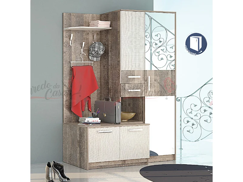 Mobile ingresso appendiabiti effetto legno scuro e chiaro IG17