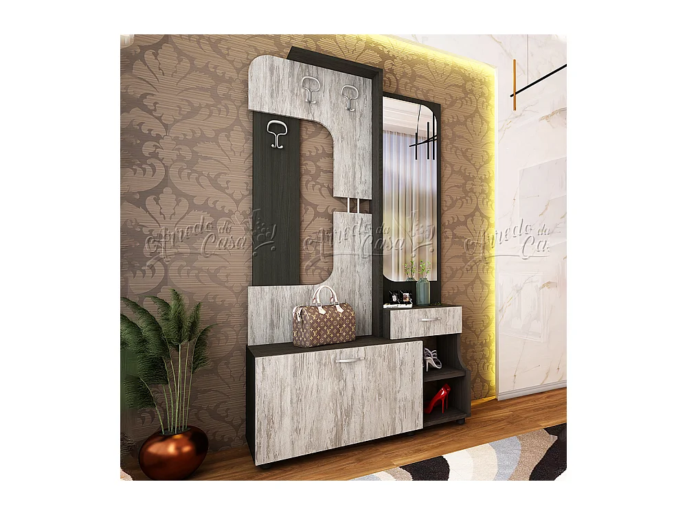 Mobile ingresso con specchio 100x188 antracite e grigio IU14