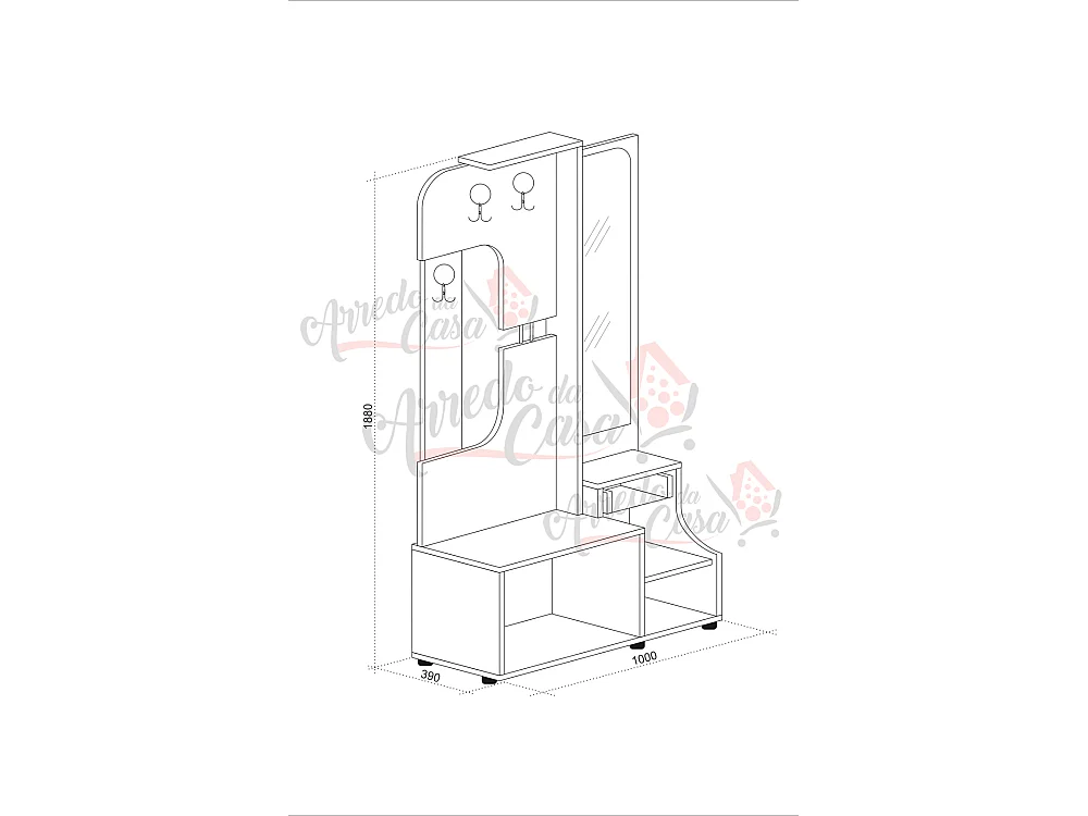 Mobile ingresso con specchio 100x188 antracite e grigio IU14