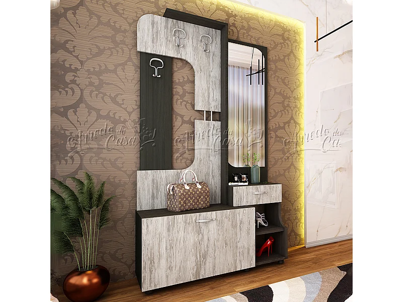 Mobile ingresso con specchio 100x188 antracite e grigio IU14