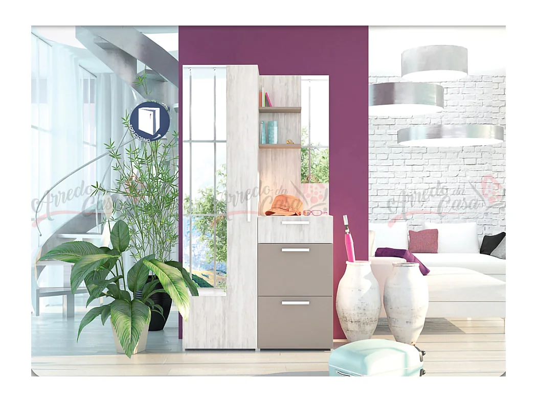 Mobile da ingresso moderno bianco legno/cappuccino IG18