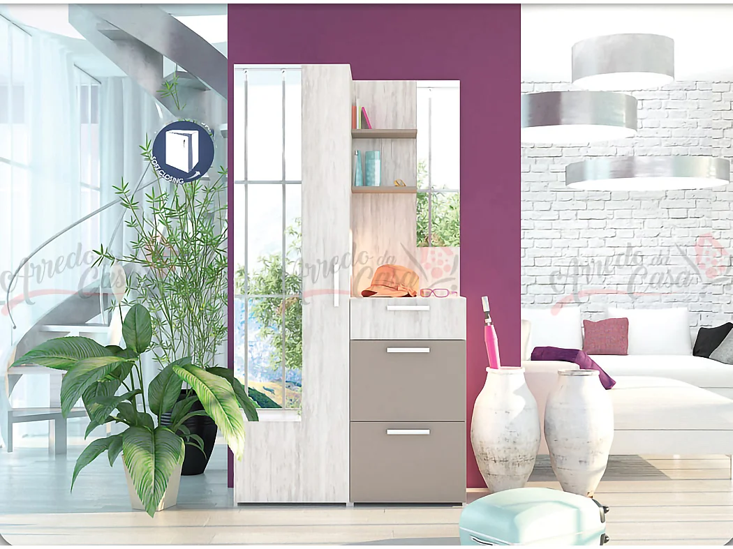 Mobile da ingresso moderno bianco legno/cappuccino IG18