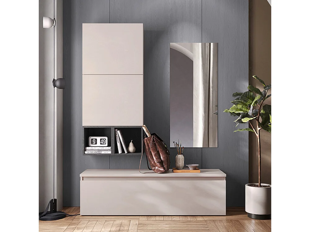 Mobile da ingresso moderno 138x185 cm beige e piombo IL13