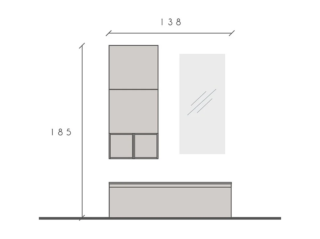 Mobile da ingresso moderno 138x185 cm beige e piombo IL13