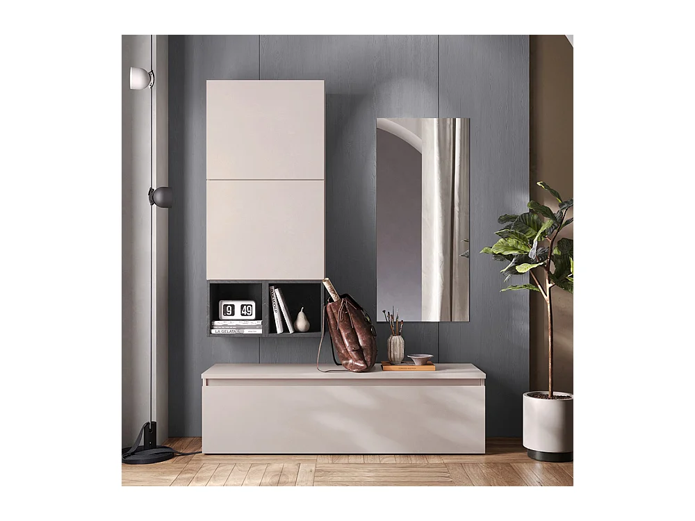 Mobile da ingresso moderno 138x185 cm beige e piombo IL13