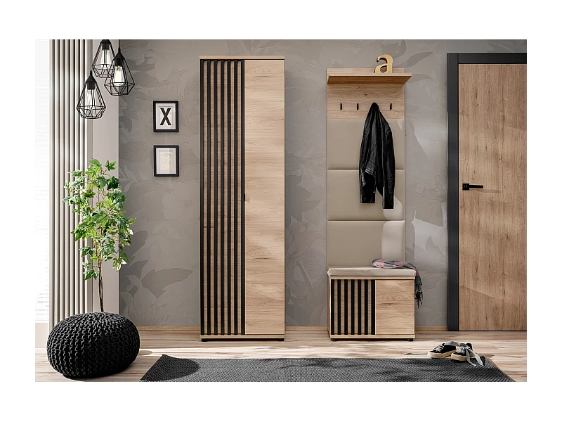 Mobile per ingresso moderno rovere e nero 130x202 IP30