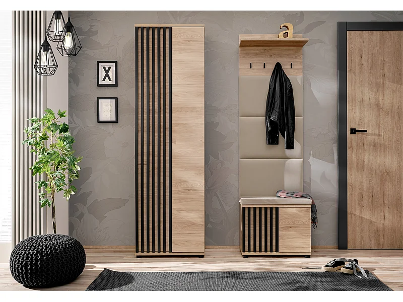 Mobile per ingresso moderno rovere e nero 130x202 IP30