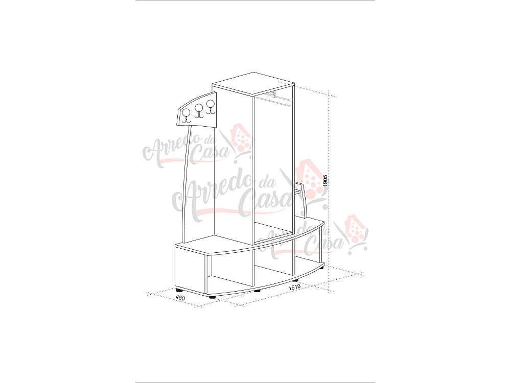 Mobile per ingresso ondulato con specchio 152x190,5 rovere e wenge IU16