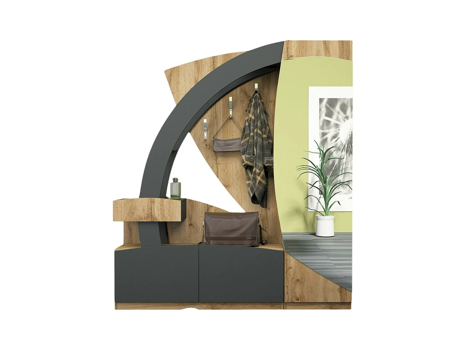 Mobile con specchio moderno in rovere/grigio antracite IG6