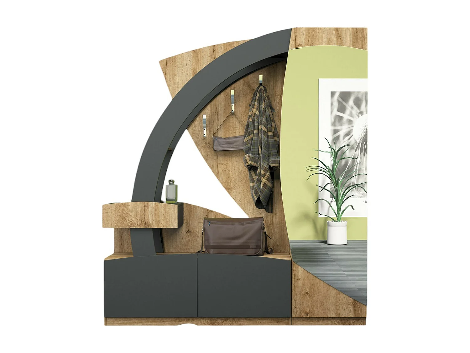 Mobile con specchio moderno in rovere/grigio antracite IG6