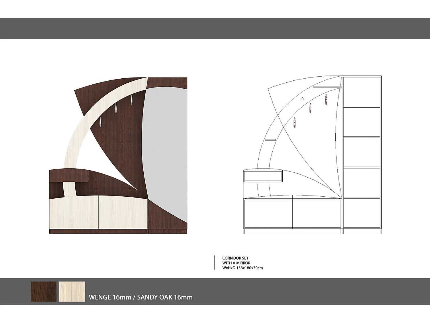 Mobile con specchio moderno in rovere/grigio antracite IG6