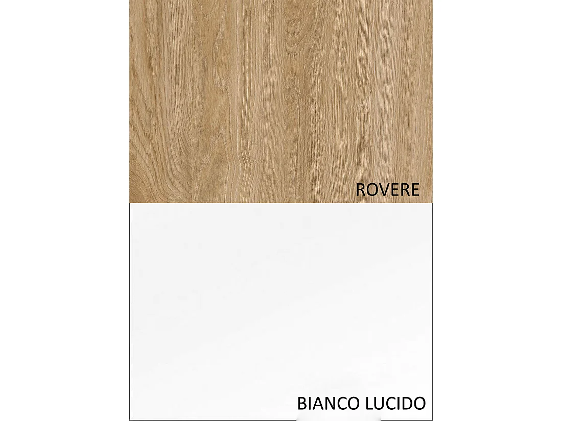 Mobile ingresso sospeso con vani a giorno 125x30 cm bianco lucido e rovere IL2