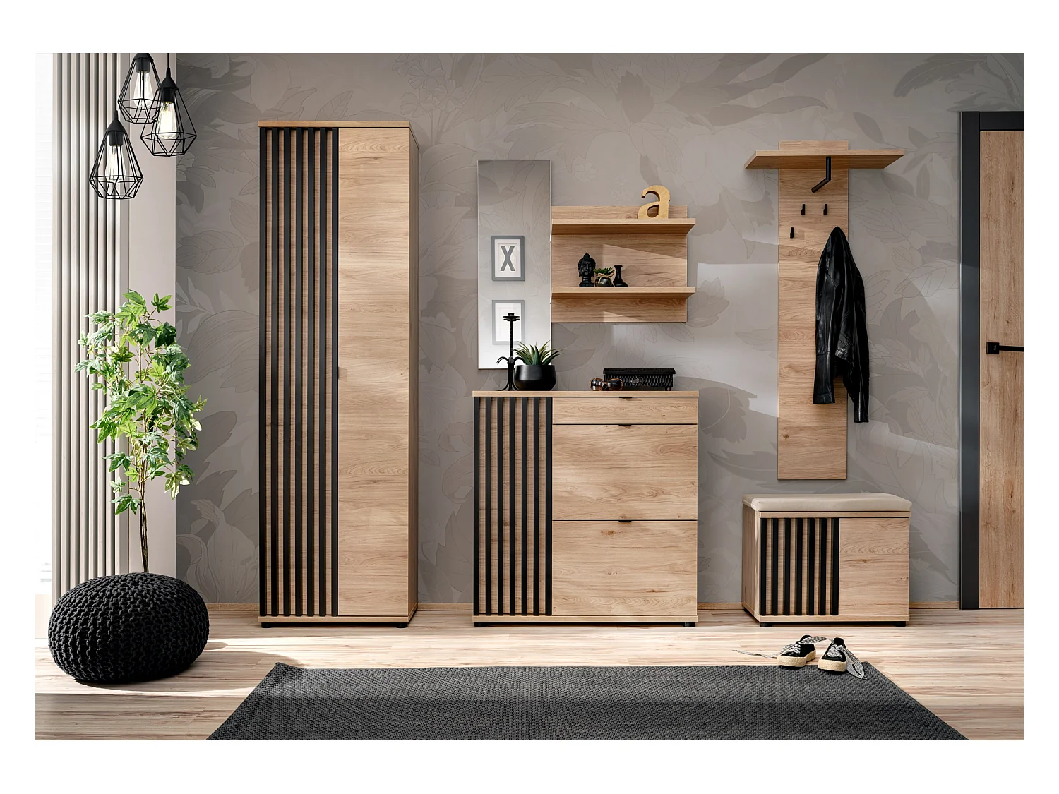 Mobile ingresso moderno rovere e nero 230x202 IP28