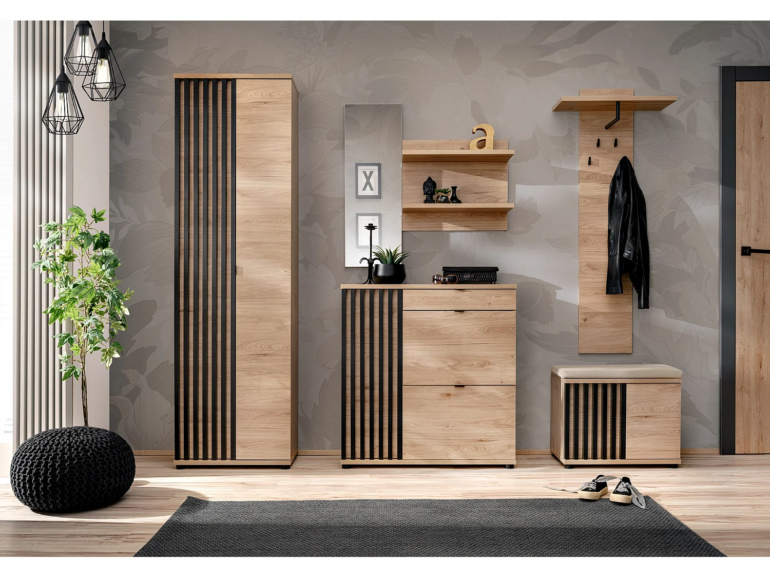 Mobile ingresso moderno rovere e nero 230x202 IP28