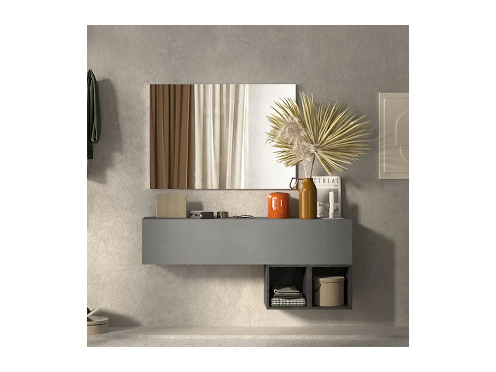 Mobile ingresso sospeso con cubi a giorno 138x58 cm grigio e piombo IL1