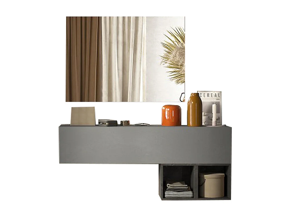 Mobile ingresso sospeso con cubi a giorno 138x58 cm grigio e piombo IL1