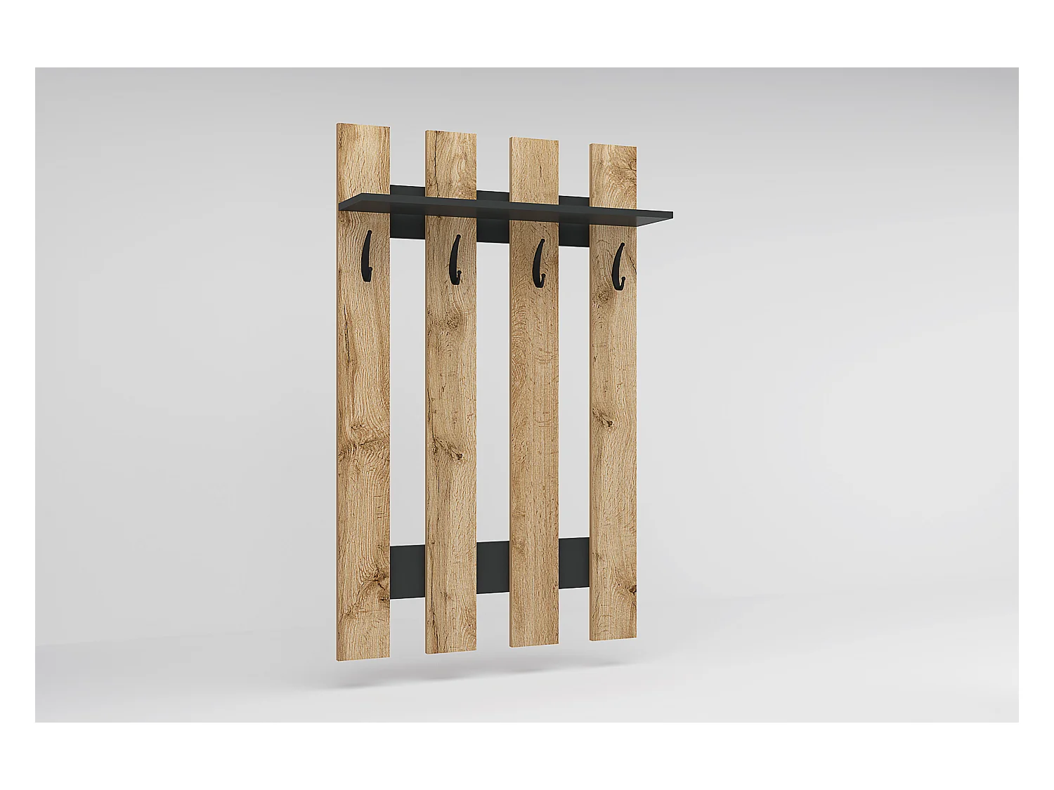 Set mobile ingresso salvaspazio con appendiabiti e scarpiera in rovere e grigio IG22