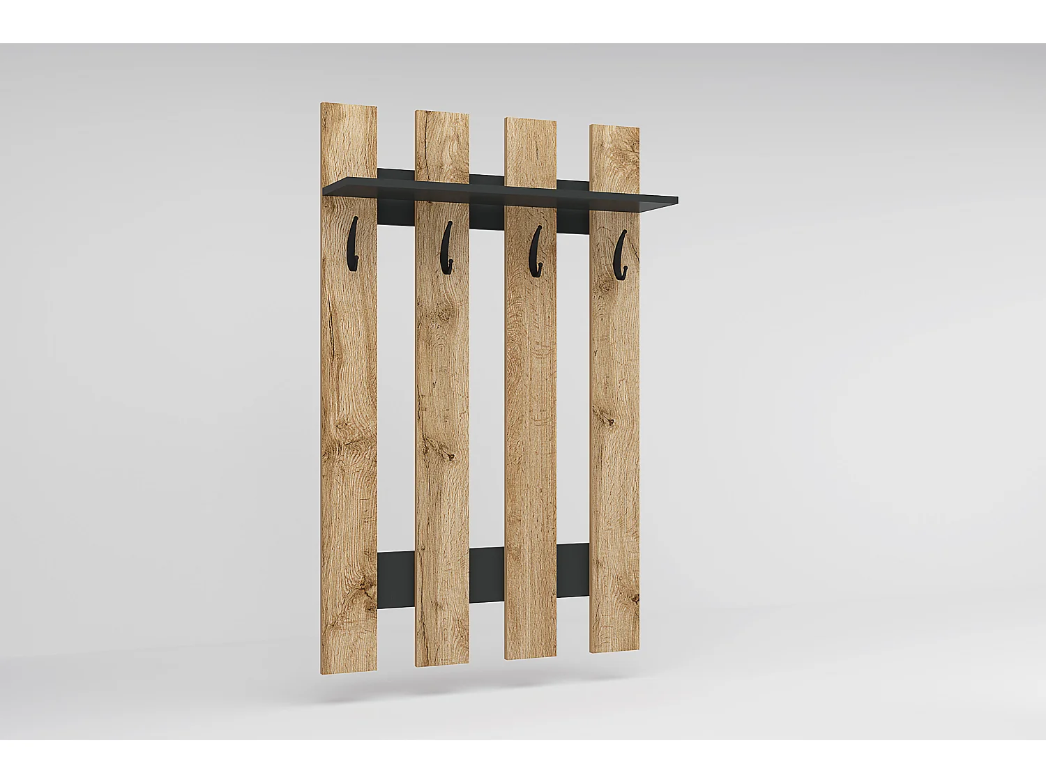 Set mobile ingresso salvaspazio con appendiabiti e scarpiera in rovere e grigio IG22