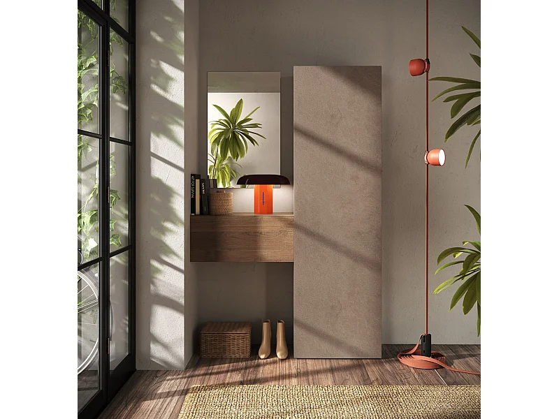 Mobile ingresso con armadietto 128x186 cm bronzo e noce IL10